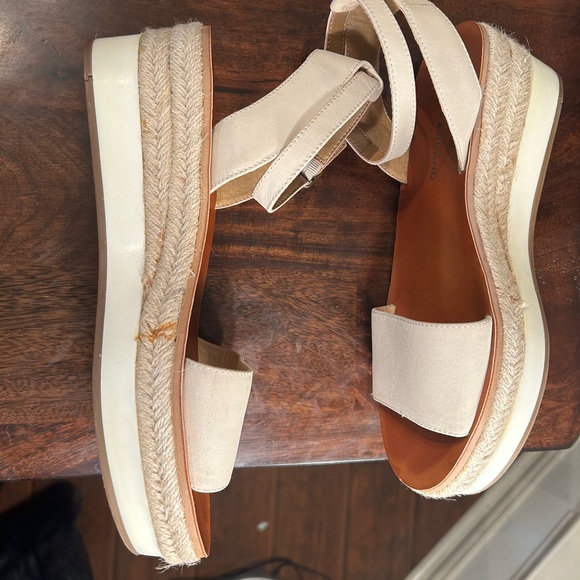 Lucky Brand Jeneka Lite Khaki Natural Espadrilles Platform Wedge Sandals - Picture 5 of 7